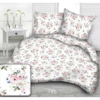 Povlečení Krepové povlečení 160x200 78b bílá jabloňový květ, listy zelené