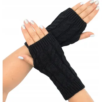 Rukavice Dámské rukavice bez prstů pletené copánkové návleky