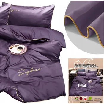Povlečení Povlečení 160x200 cm sada 4 dílná jednobarevné s výšivkou mikrovlákno Areta fialové