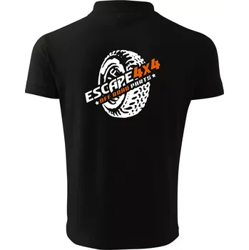 Pánská košile Escape 4x4 Nápis vpředu a pneumatika na zádech - Polokošile pánská Pique Polo 203 - 5XL ( Černá )