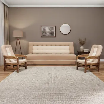 Sedací souprava Sedací sestava TOFFI 3+1+1 | rozkládací + úložný prostor | VÝBĚR TKANIN a ODSTÍNU DŘEVA