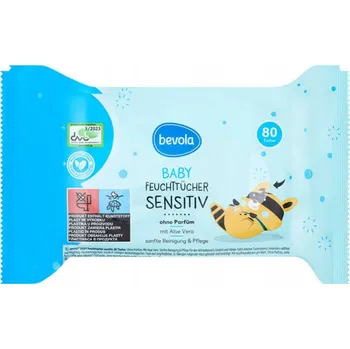 Dětský vlhčený ubrousek Vlhčené ubrousky pro citlivou pleť s Aloe Vera, 80 ks BEVOLA
