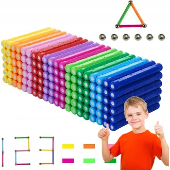 ostatní stavebnice MAGNETICKÉ STAVEBNÍ STAVEBNICE VZDĚLÁVACÍ HRAČKA XXL VELKÁ SADA 204 DÍLŮ