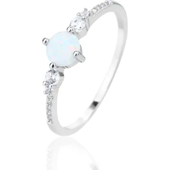 Prsten Stříbrný opálový prsten se zirkony