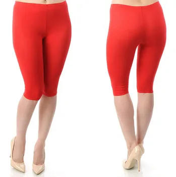 Dámské legíny Dámské 3/4 bavlna legíny, Capri kalhoty, Krátké legíny Polské ČERVENÉ XXL