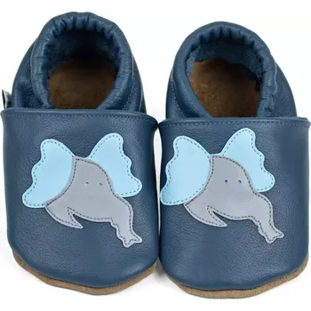 Capáčky AFELO Kožené capáčky - SLONÍK modrý 0-6 M