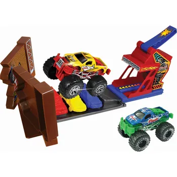 autíčko Wiky Vehicles Auta Monster truck Kaskadérská dráha s 2 kovovými auty