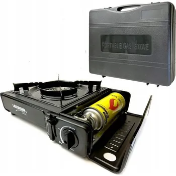 Sporák TURISTICKÝ PLYNOVÝ VAŘIČ 1-PLOTÝNKOVÝ V KUFRÍKU + ADAPTÉR + KUFŘÍK