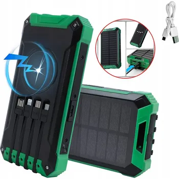 Powerbanka SOLÁRNÍ POWERBANKA USB 10000 MAH SE SVÍTILNOU, 4 KABELY, RYCHLÉ NABÍJENÍ