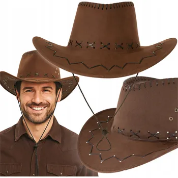 Klobouk KOVBOJSKÝ KLOBOUK dámský pánský velur WESTERN kovbojský 56-58cm HNĚDÝ