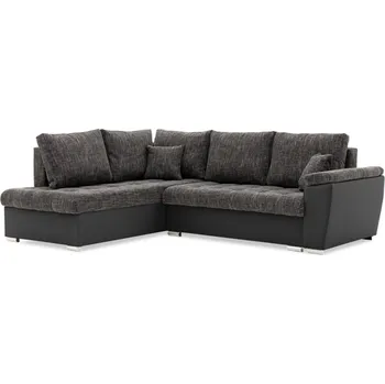 Obývací pokoj Rozkládací rohová sedací souprava VEGAS 245/190 Tmavě šedá/černá eko-kůže Levá