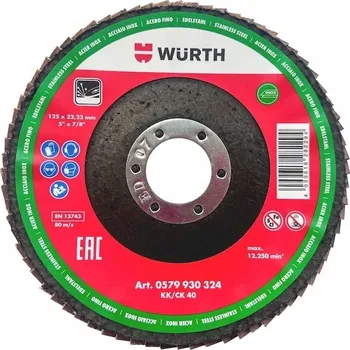 Brusný kotouč Keramický lamelový brusný kotouč Economy G80 125mm WURTH pro nerezovou ocel