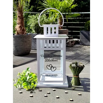 Svatební dekorace Svatební lucerna Srdíčka - D-decor