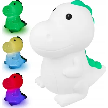 Lampička Noční lampa dinosaurus bílá RGB LED akumulátorová
