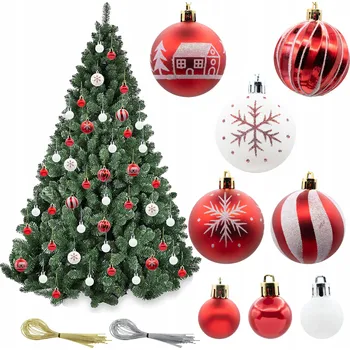 Vánoční dekorace Vánoční Baňky Lesklé, nerozbitné, ozdobné, sada 44 ks