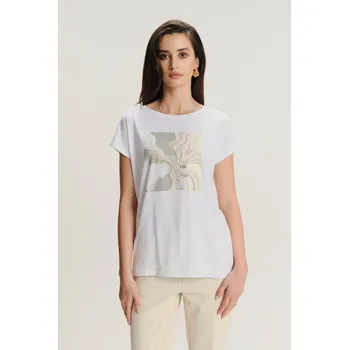 Dámské tričko Greenpoint modalové triko se zlatou aplikací bílé Velikost: M