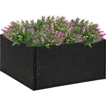 Truhlík OMAXI Zahradní truhlík černý 80 x 80 x 40 cm polyratan 908174