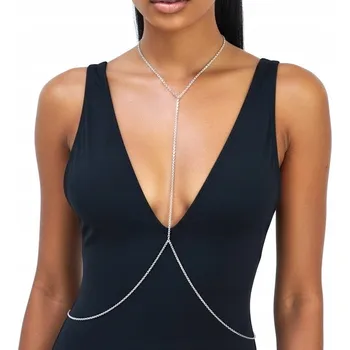 Náhrdelník Řetízek ocel dlouhý sexy náhrdelník na tělo stříbrný šperk