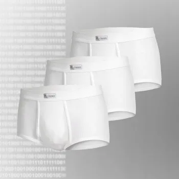 Slipy Pánské slipy e.CLASSIC s proužkem bílé - 3 kusy [Velikost XXL, Barva bílá]