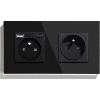 Elektrická zásuvka Dvojitá zásuvka černá s USB-C 16A