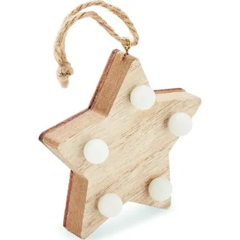 Vánoční ozdoba Dřevěná hvězda se světýlky 15 bez potisku bez potisku