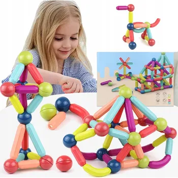ostatní stavebnice MAGNETICKÉ STAVEBNICE 64 DÍLŮ KREATIVNÍ HRAČKA KUTILY MAGNETICKÉ TYČINKY