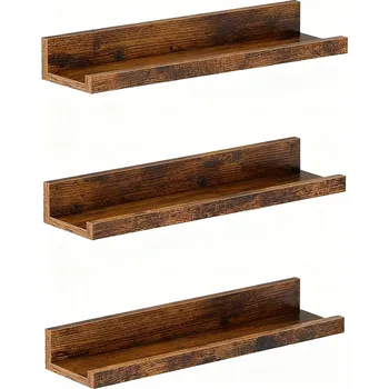 regál Stylový Nástěnný Regál se 3 Policemi Vintage Hnědý do Obývacího Pokoje Ložnice Vysoký
