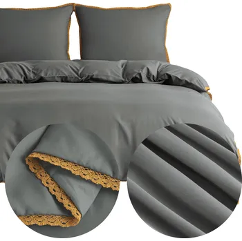 Povlečení Povlečení 200x220 3dílné z MIKROVLÁKNA hladké jednobarevné s krajkou Brandon