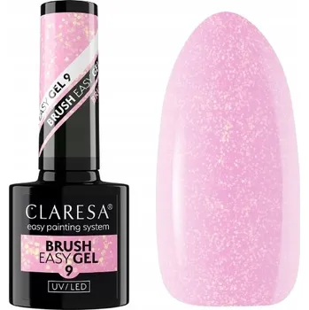 Lak na nehty CLARESA BRUSH EASY GEL GEL NA NEHTY V LAHVIČCE 9 SVĚTLE RŮŽOVÁ S TŘPYTKAMI