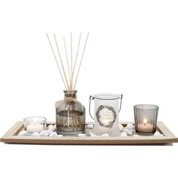 Svícen svícen/diffuser 36x14cmx1cm 5 dílů+dekorace, dřevo/sklo 1.02 Kg MTA MAXMIX Sklad14 386758 (1.02 Kg Výška přepravní: 14,5 cm MTA MAXMIX Sklad14 386758)