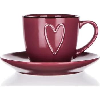 šálek + podšálek 260ml HEART BORDO keramický 0.46 Kg MTA MAXMIX Sklad14 267234 ( MTA MAXMIX Sklad14 )