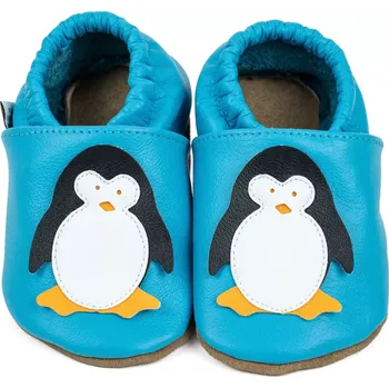 Capáčky AFELO Kožené capáčky barefoot - PINGU tyrkysový 0-6 M