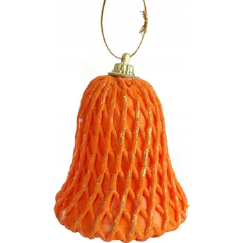 Vánoční dekorace Oranžový zvoneček ozdoba na vánoční stromeček 8CM závěs