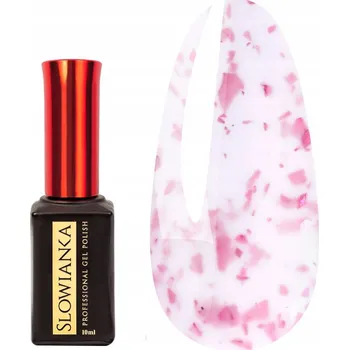 Lak na nehty Hybridní lak Slowianka 481 mléčný s růžovými vločkami 10 g