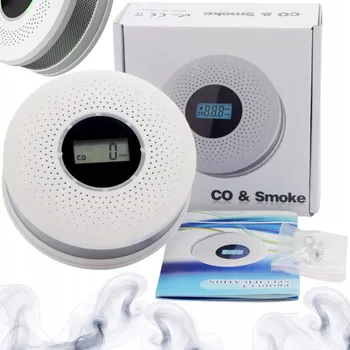 Bezpečnostní detektor HLÁSIČ OXIDU UHELNATÉHO A KOUŘE 2v1 DETEKTOR JEDOVATÉHO PLYNU (OXID UHELNATÝ) A POŽÁRU (KOUŘE)
