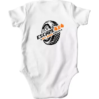 Kojenecký body Escape 4x4 Nápis vpředu a pneumatika na zádech - Body kojenecké s krátkým rukávem - Krátký r. 18-24 měs ( Bílá )