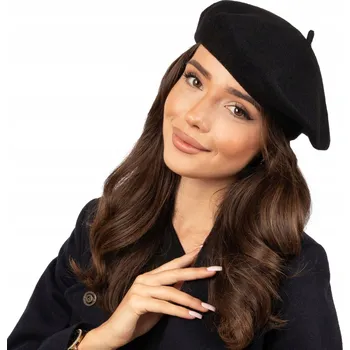 Čepice Alessio černý vlněný baret univerzální velikosti