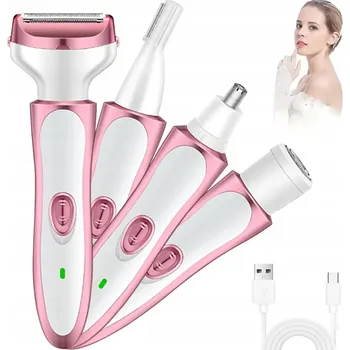 Dámský Depilátor Holicí Strojek Zastřihovač 4 v 1 Vyměnitelné Hlavice pro Mokré i Suché použití