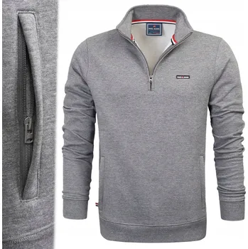 Pánská mikina Pánská pánská mikina s Bez Kapuce a zipem, bavlna, teplá, ŠEDÁ L Pako Jeans