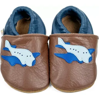 Capáčky AFELO Kožené capáčky dvoubarevné - LETADLO 12-18 M