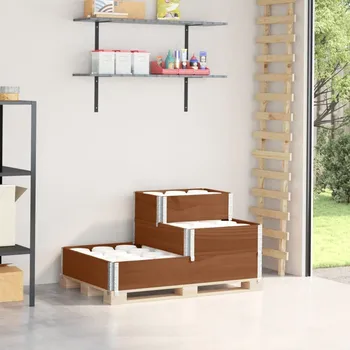 Vyvýšený záhon OMAXI 3patrový vyvýšený záhon hnědý 120 x 80 cm masivní borové dřevo 858857