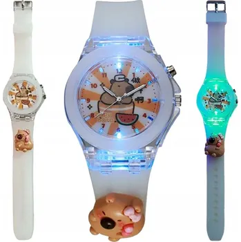 Hodinky Mládežnické ručičkové hodinky KAPYBARA pro děti SVÍTÍCÍ s Kapibarou LED