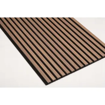Obraz Akustický panel MDF 3D efekt matný 240x60,5 cm, odstíny hnědé a béžové