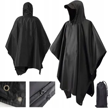 Moto bunda Pláštěnkové pončo Pelerína Pončo na kolo s kapucí Černá
