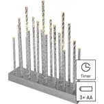 DCAW02 EMOS LED svícen stříbrný V285mm 3xAA teplá bílá, časovač