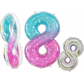 Balónek Fóliový balónek 78 cm číslice 8 vesmír duhový