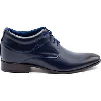 Pánské polobotky Pánské společenské kožené boty se zvýšením POLSKÉ 300LU tmavě modré velikost 39
