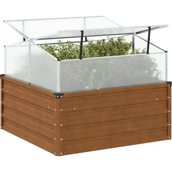 Truhlík OMAXI Zahradní truhlík se skleníkem povětrnostně odolná ocel 641978