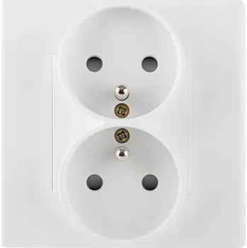 Elektrická zásuvka KONTAKT ZÁSUVKA ELEKTRICKÁ PLASTOVÝ RÁMEČEK MATNÝ DVOJITÝ 1x2 BÍLÝ