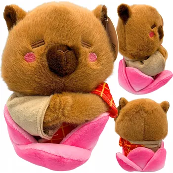 plyšák Plyšák Kapybara Kostým Květ Lotosu Plyšový Mazlíček Přítulníček Plyšová Hračka 25 cm